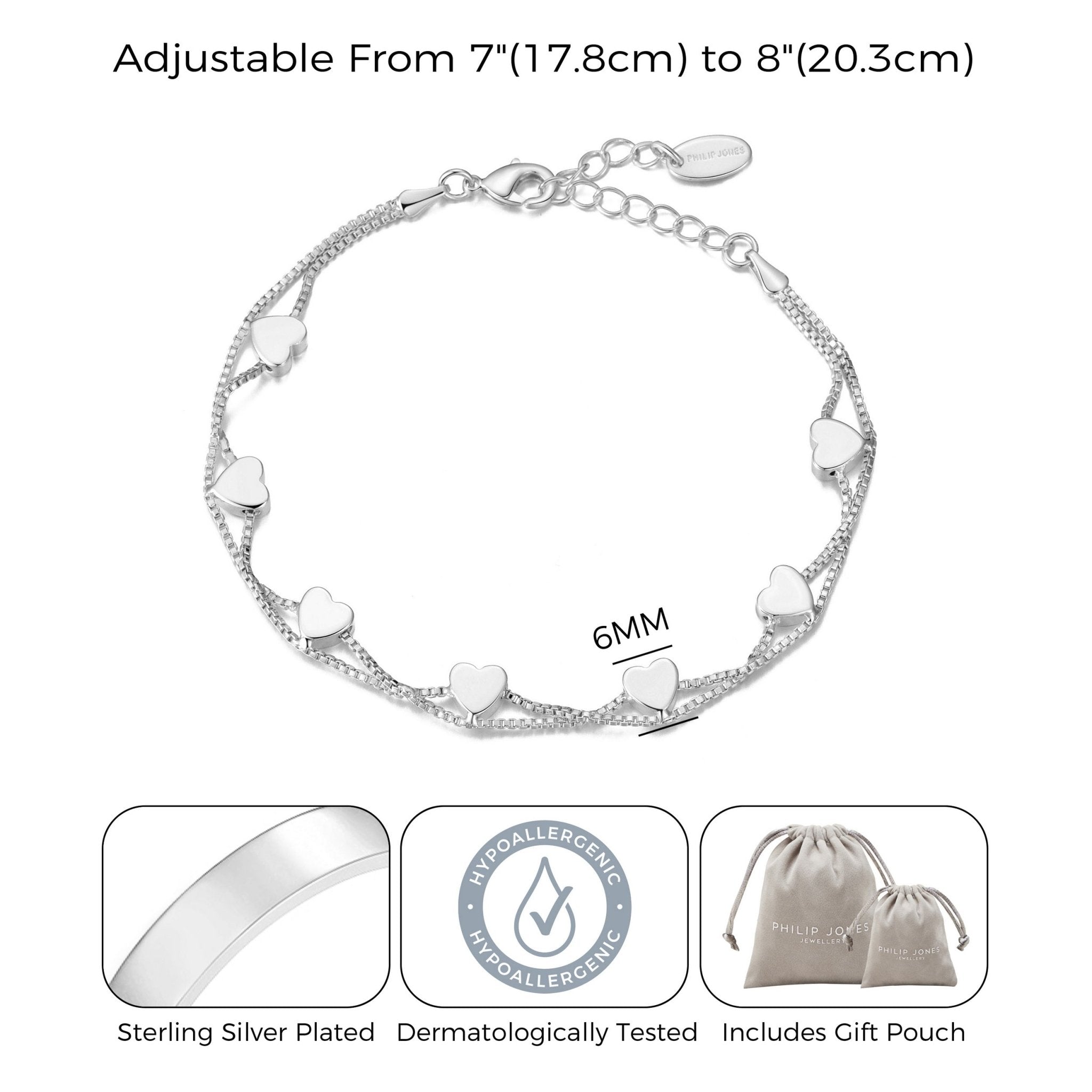 Silver Plated Heart Bracelet