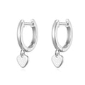 Silver Plated Heart Charm Hoop Earrings