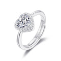 Silver Plated Heart Halo Adjustable Ring Created with Zircondia® Crystals