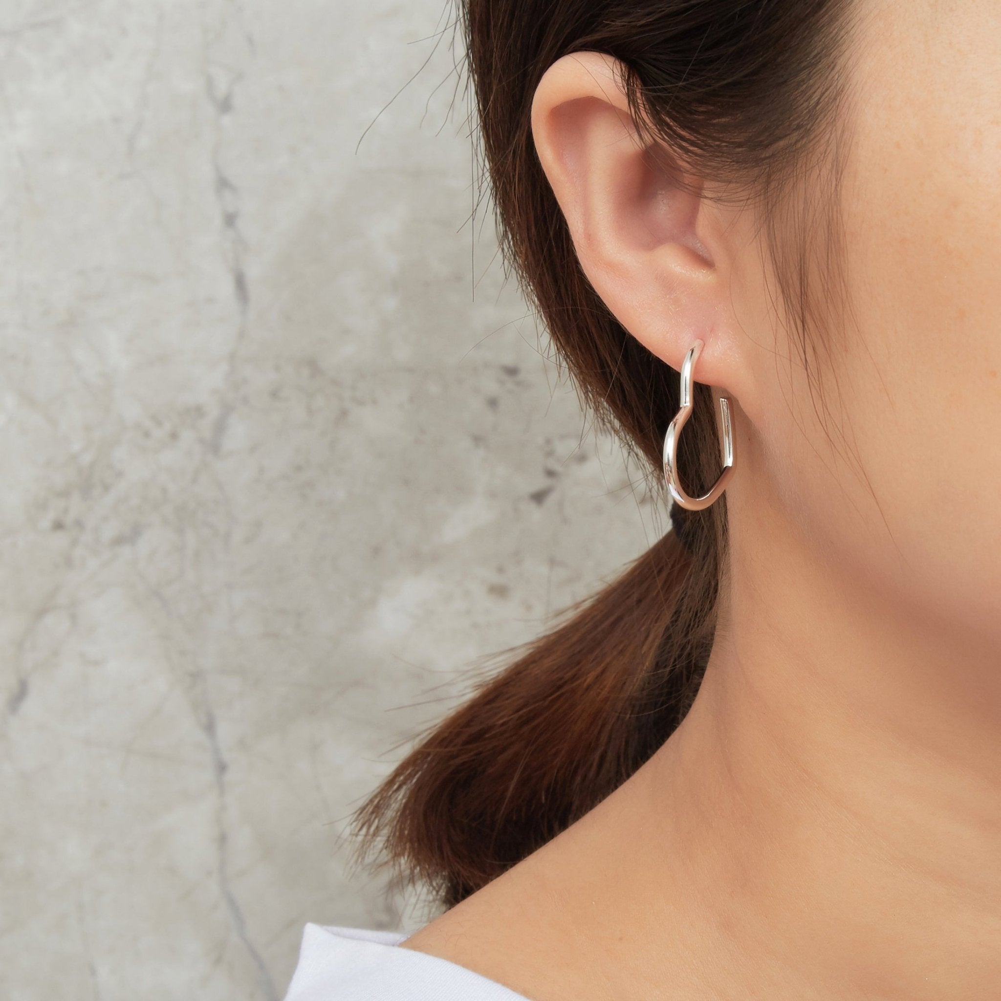 Silver Plated Heart Hoop Earrings with Butterfly Backs