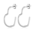 Silver Plated Heart Hoop Earrings with Butterfly Backs