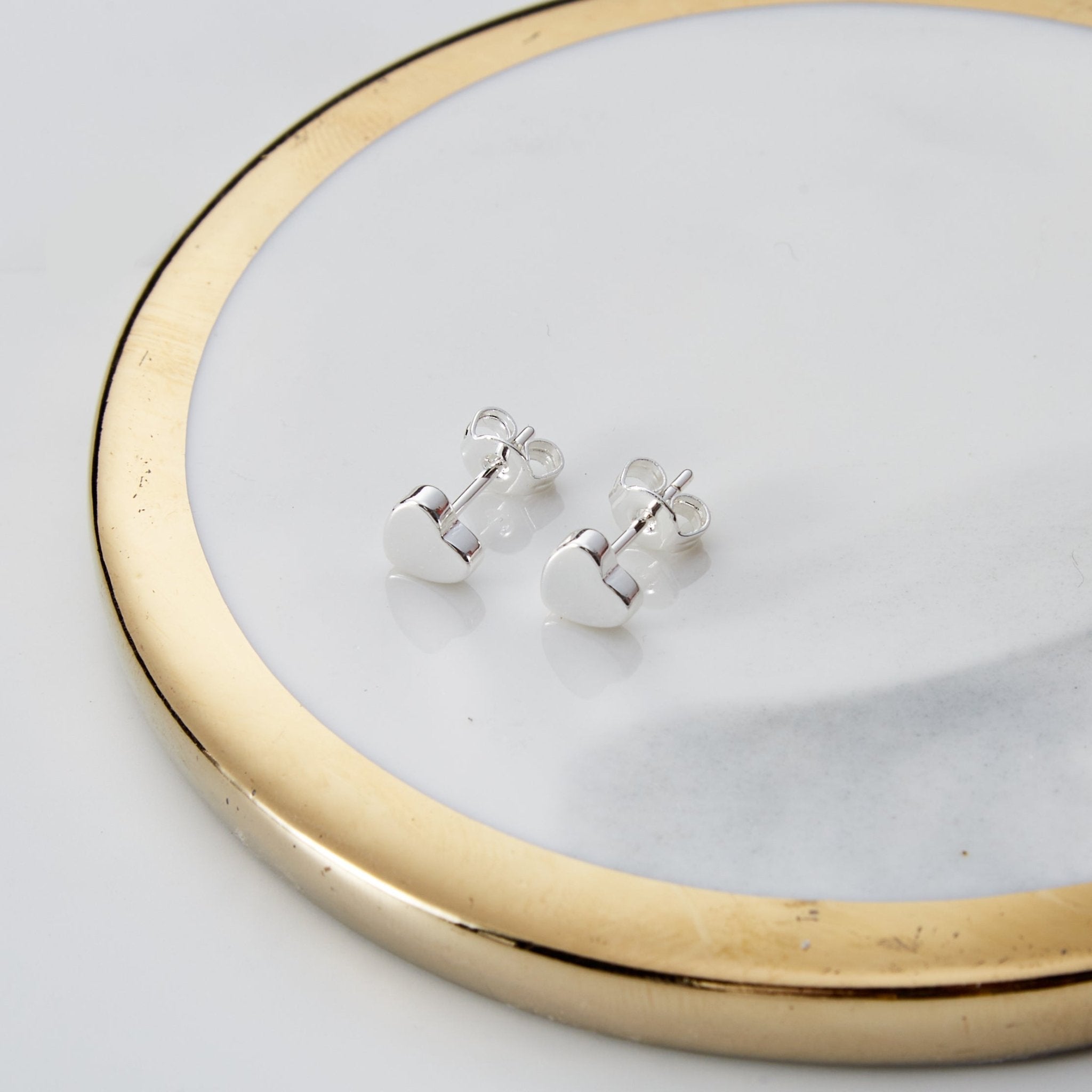 Silver Plated Heart Stud Earrings