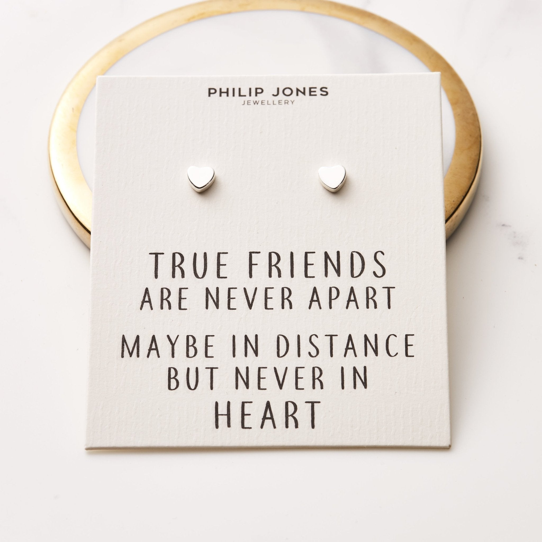 Silver Plated Heart Stud Earrings with Quote Card