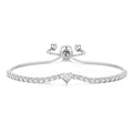 Silver Plated Heart Solitaire Friendship Slider Bracelet Created with Zircondia® Crystals