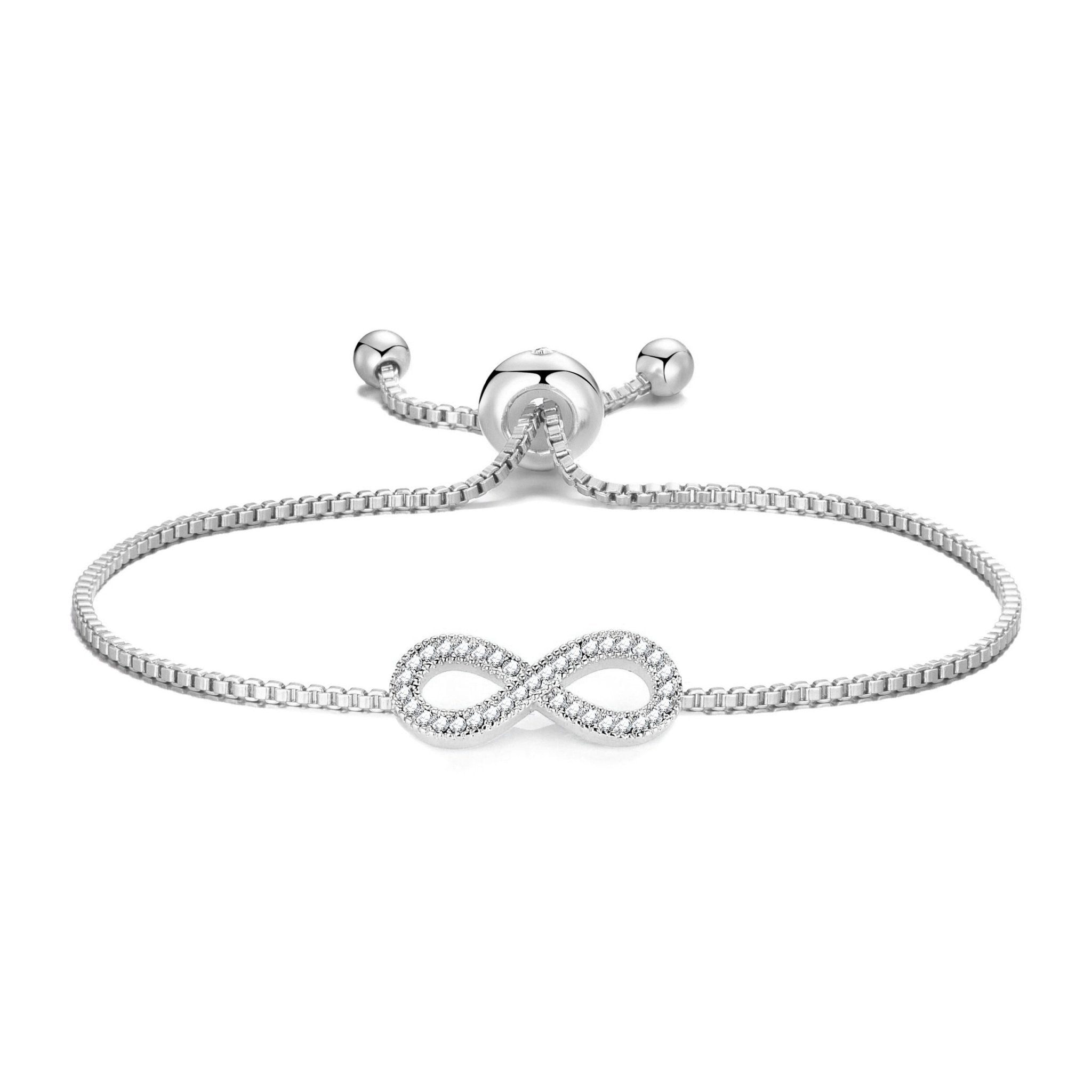 Silver Plated Infinity Friendship Slider Bracelet Created with Zircondia® Crystals