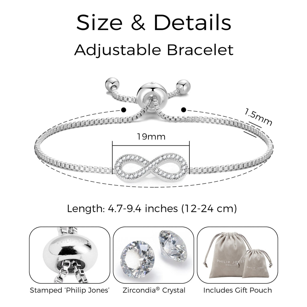 Silver Plated Infinity Friendship Slider Bracelet Created with Zircondia® Crystals