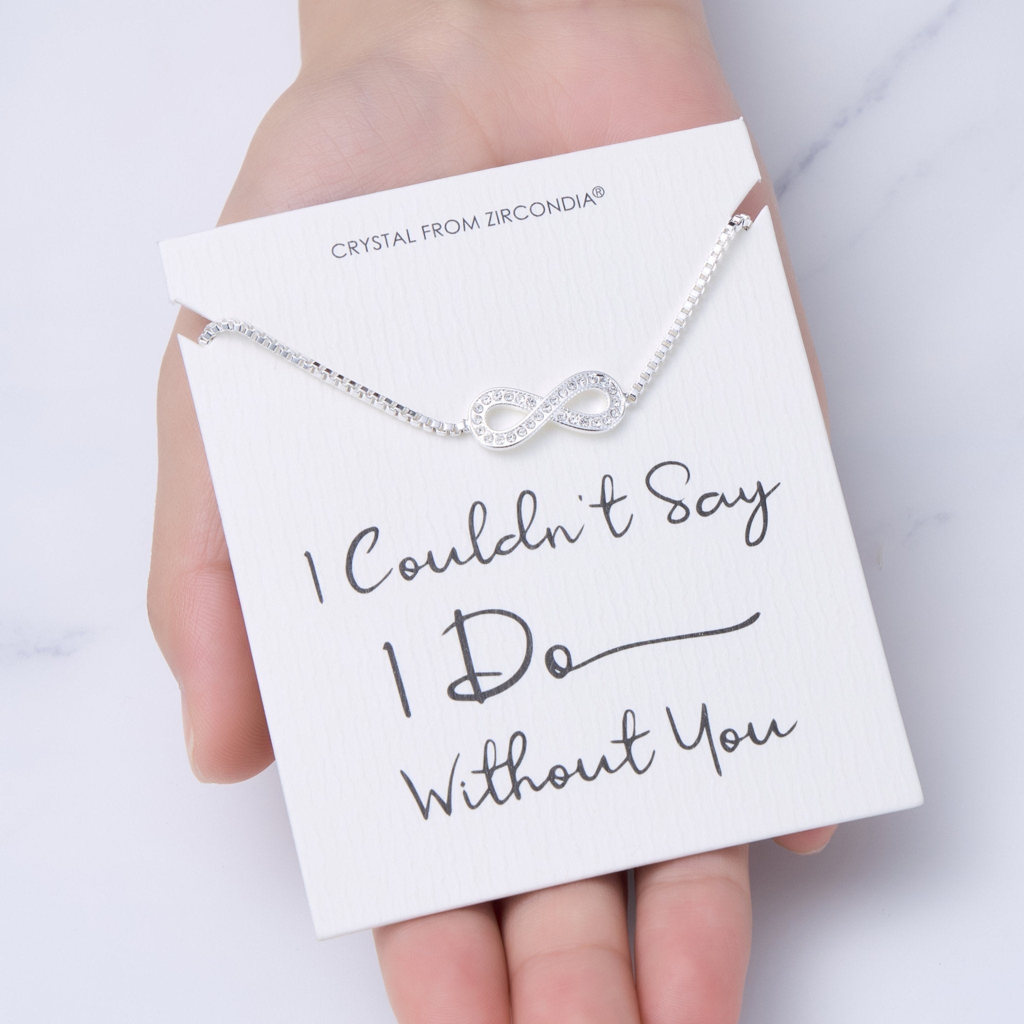 Silver Plated I Couldn't Say I Do Without You Infinity Bridal Bracelet with Zircondia® Crystals