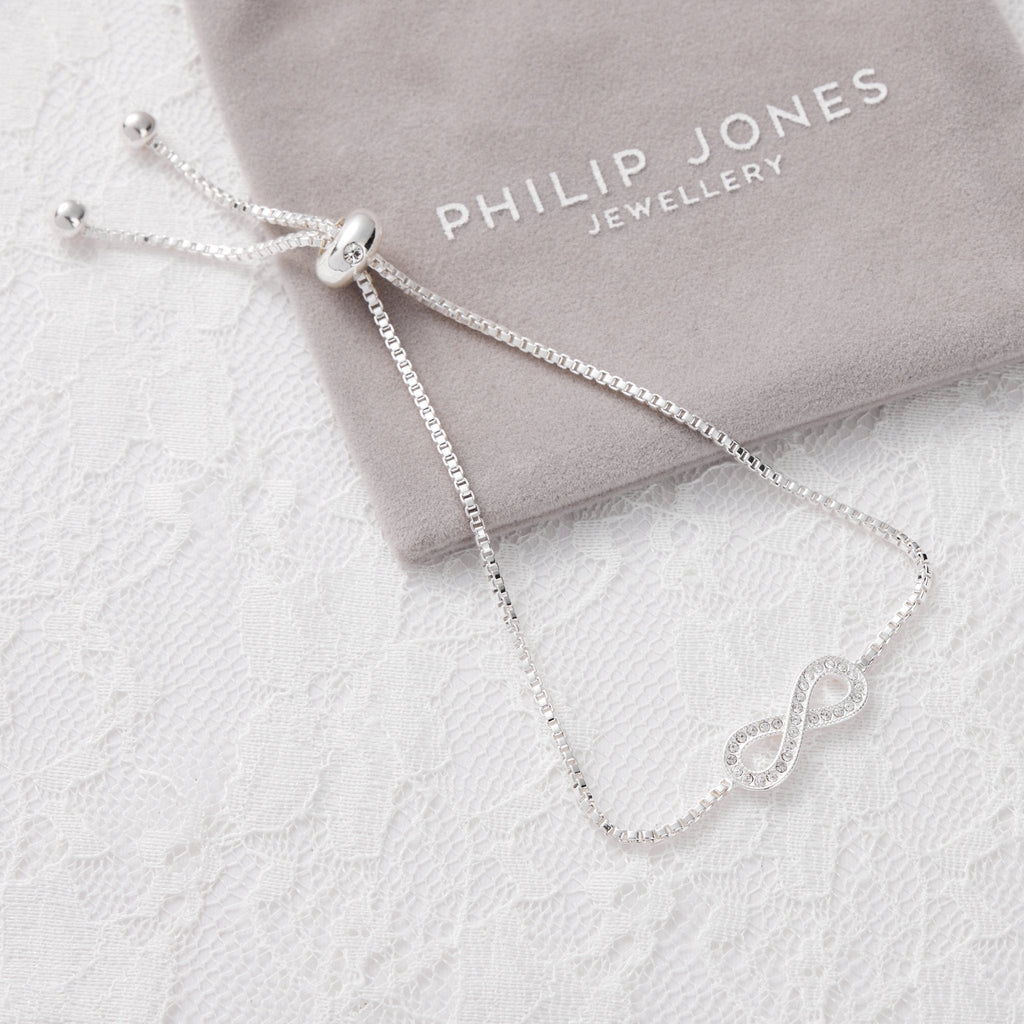 Silver Plated I Couldn't Say I Do Without You Infinity Bridal Bracelet with Zircondia® Crystals