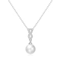 Silver Plated Infinity Pearl Drop Necklace Created with Zircondia® Crystals