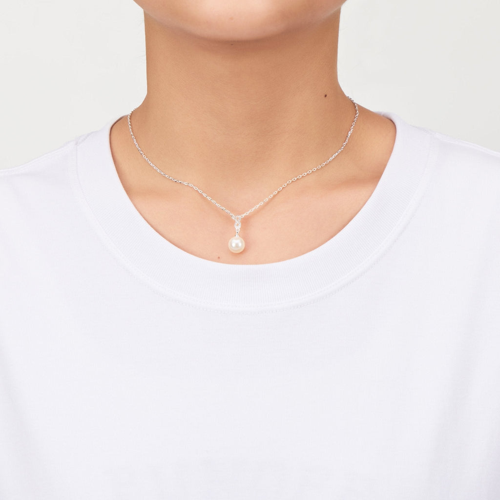 Silver Plated Infinity Pearl Drop Set Created with Zircondia® Crystals