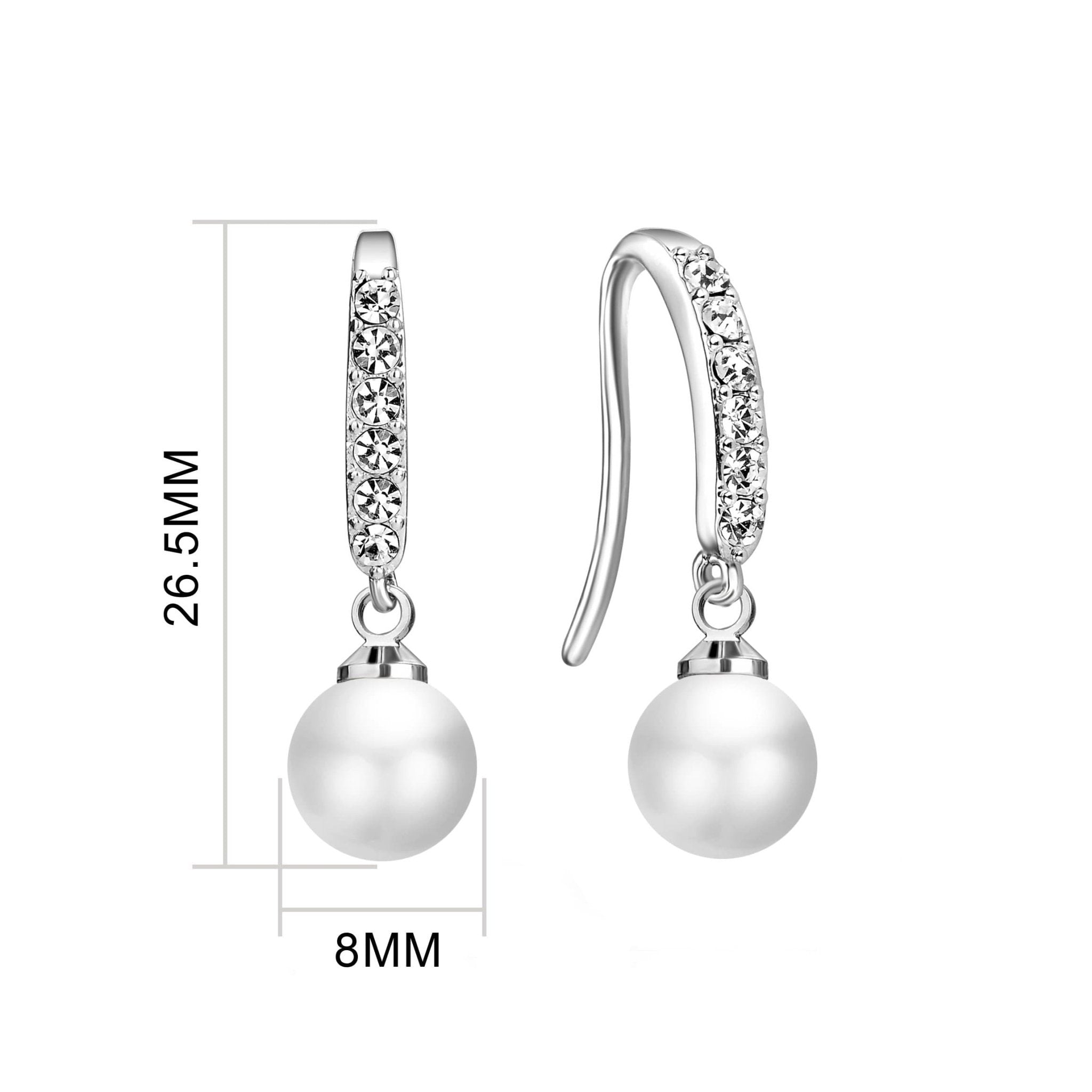 Silver Plated I Couldn't Say I Do Without You Pearl Drop Bridal Earrings Created with Zircondia® Crystals