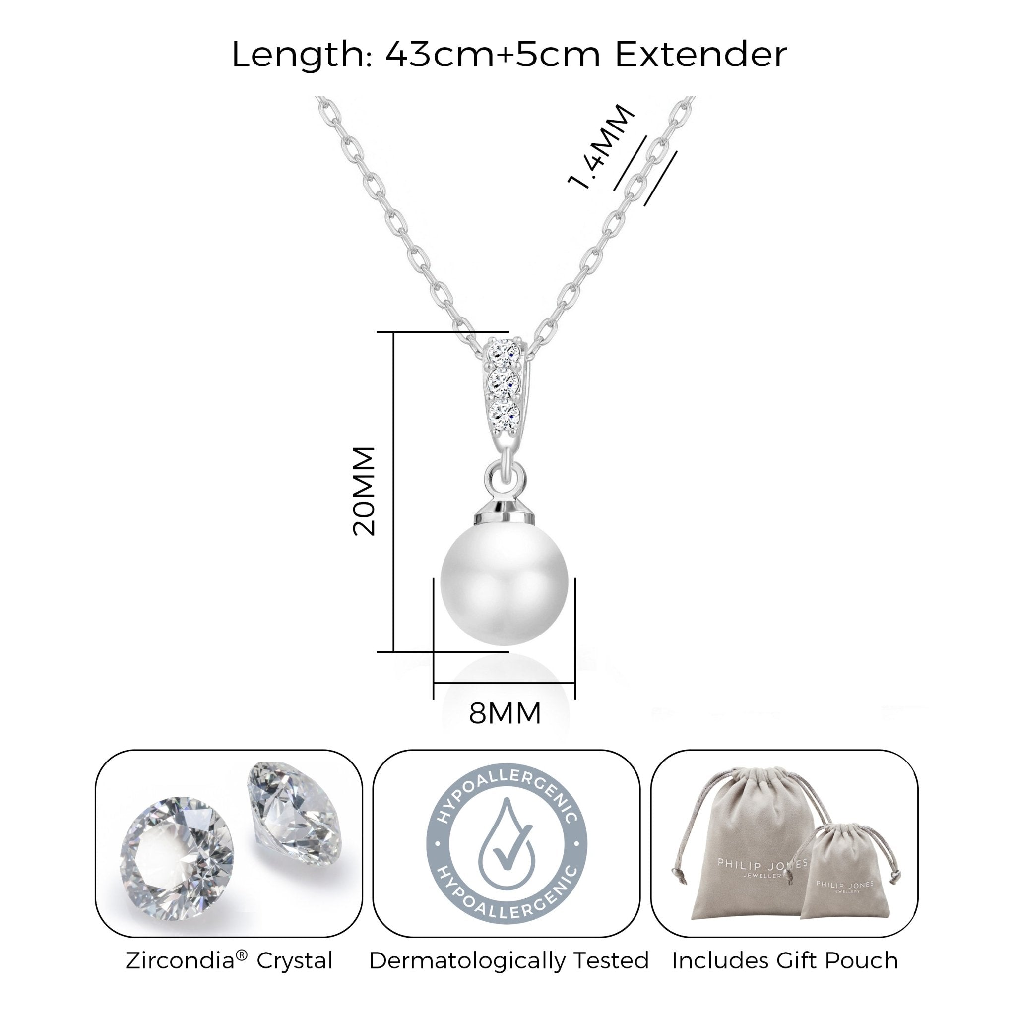 Silver Plated I Couldn't Say I Do Without You Pearl Drop Bridal Necklace Created with Zircondia® Crystals