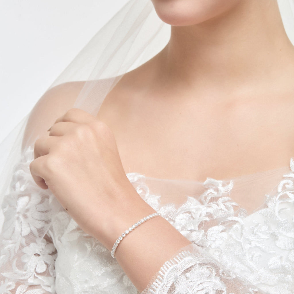 Silver Plated I Couldn't Say I Do Without You Solitaire Bridal Bracelet Created with Zircondia® Crystals