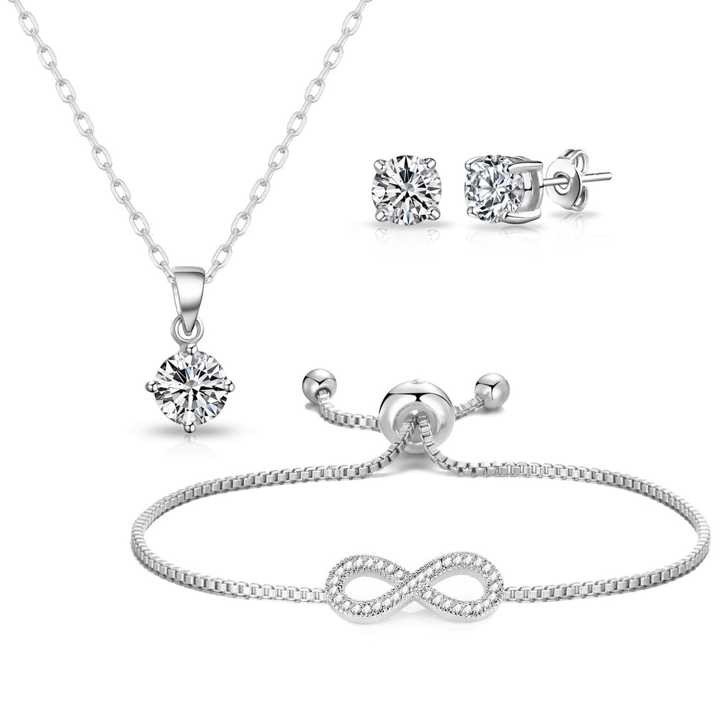 Silver Plated Infinity Friendship Slider Set Created with Zircondia® Crystals