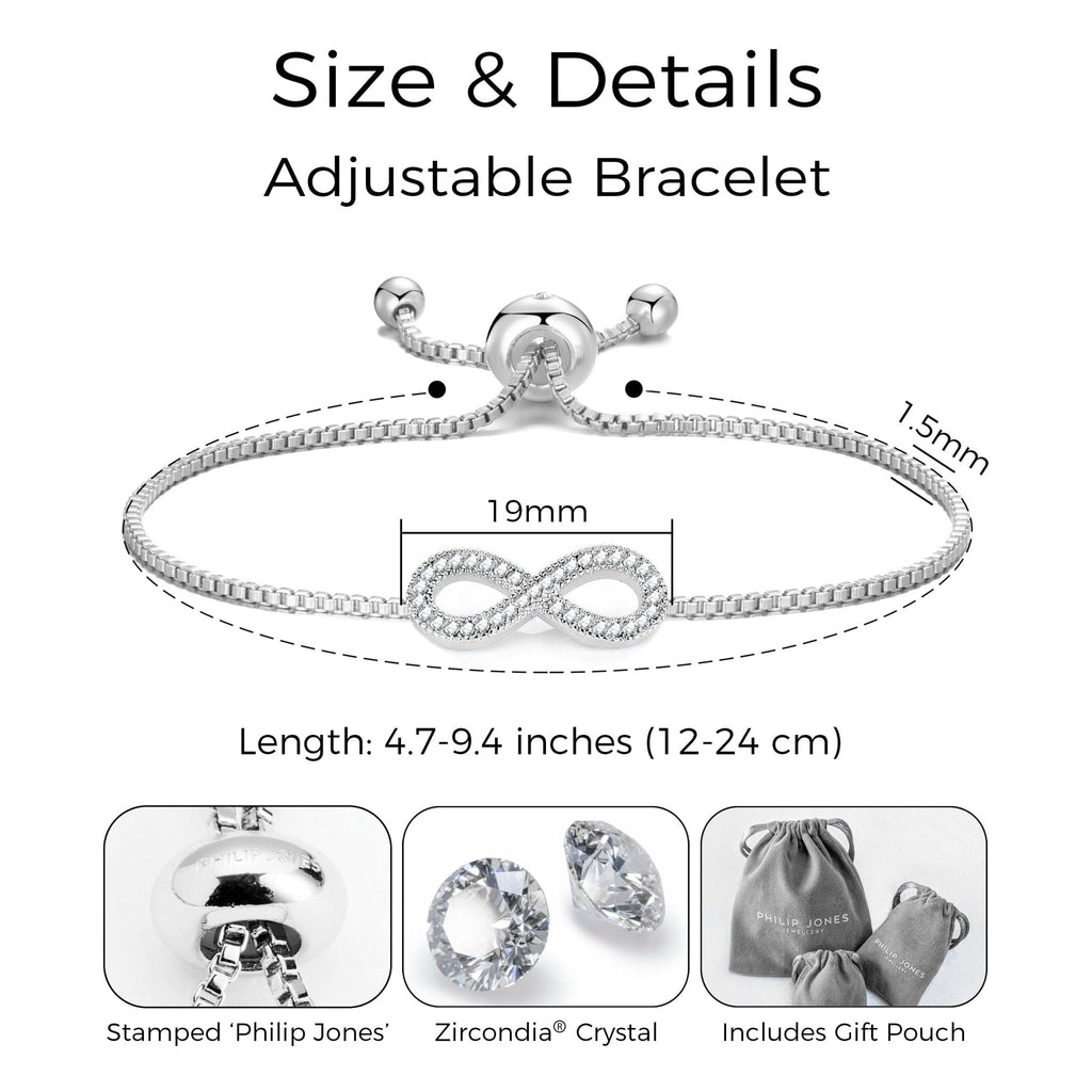 Silver Plated Infinity Friendship Slider Set Created with Zircondia® Crystals
