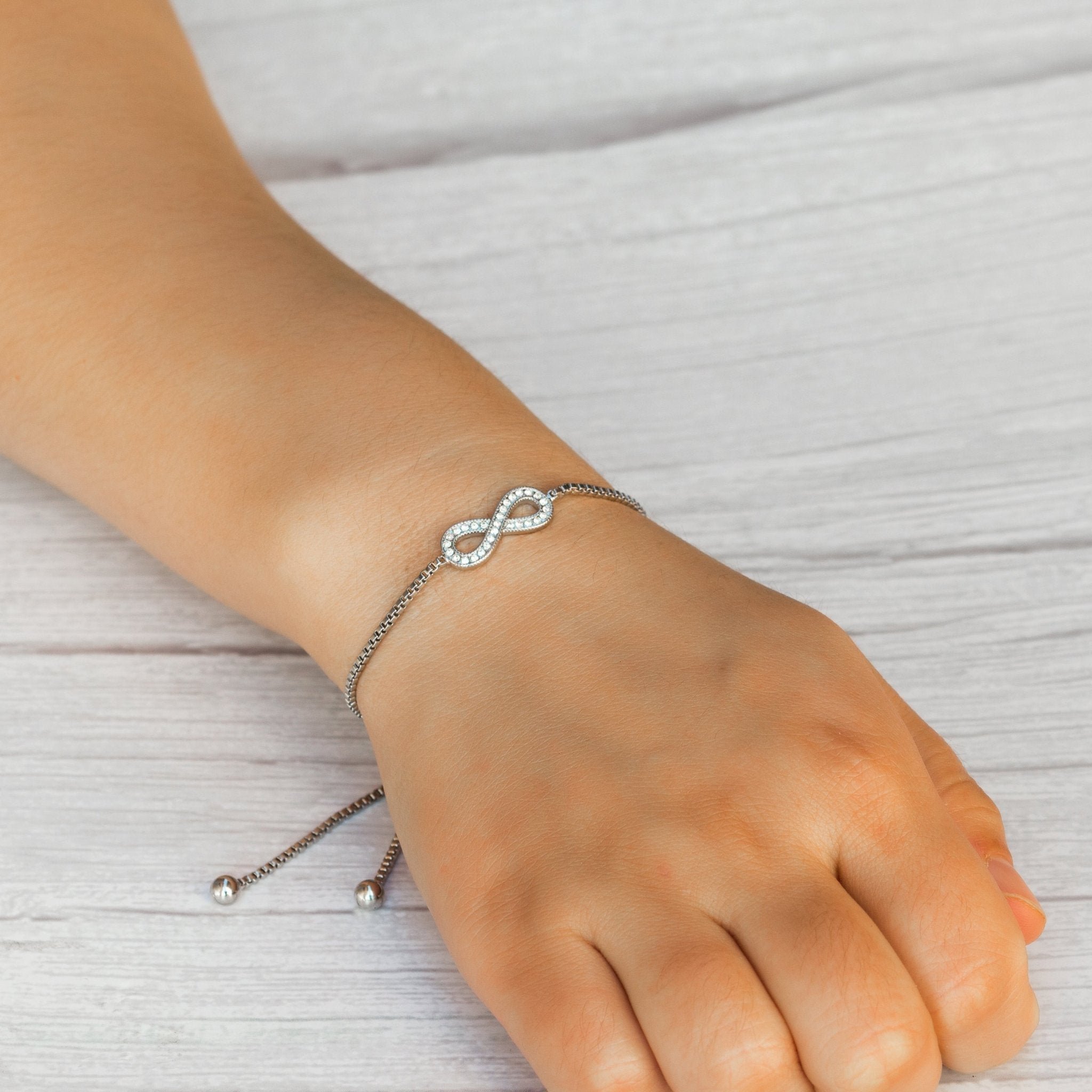 Silver Plated Infinity Friendship Slider Set Created with Zircondia® Crystals