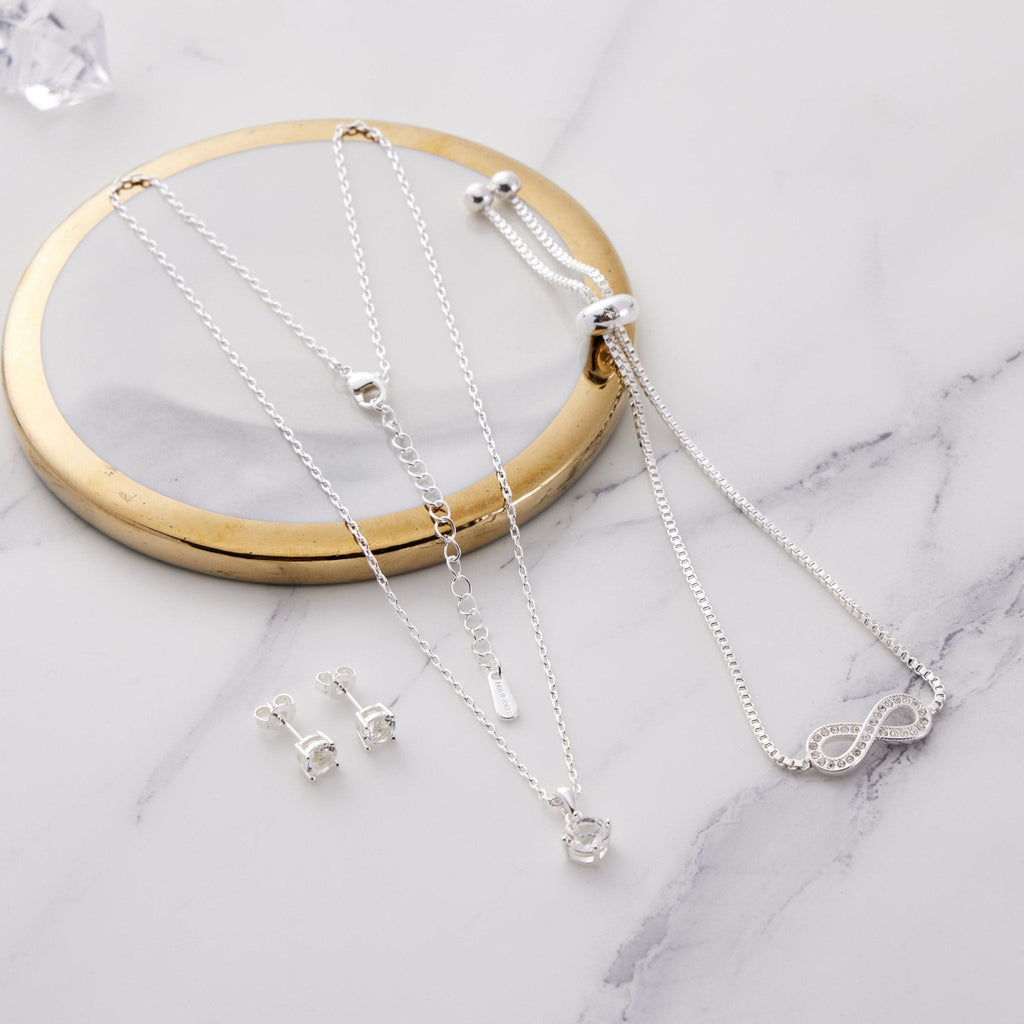 Silver Plated Infinity Friendship Slider Set Created with Zircondia® Crystals