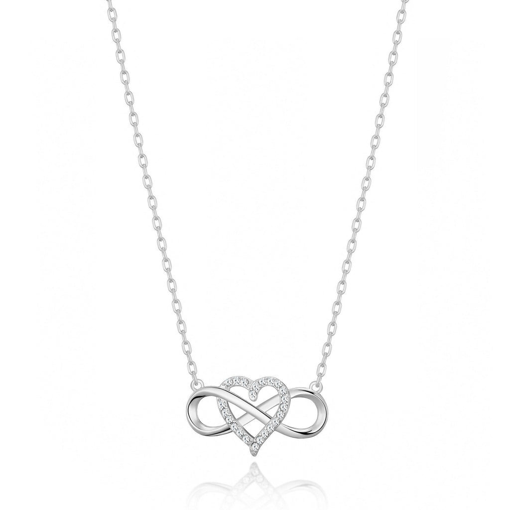 Silver Plated Infinity Heart Necklace Created with Zircondia® Crystals