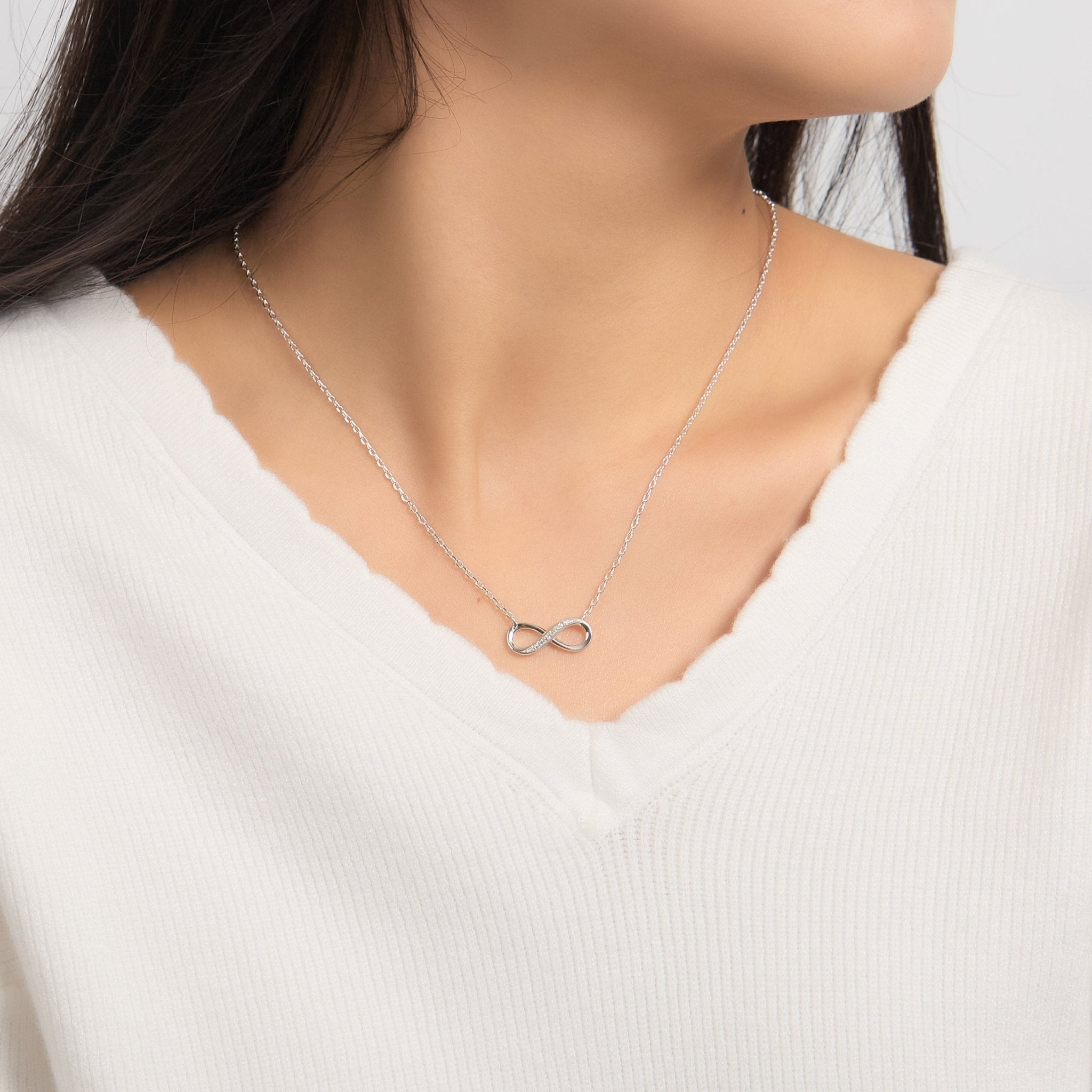 Silver Plated Infinity Pendant Necklace Created with Zircondia® Crystals