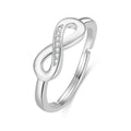 Silver Plated Adjustable Infinity Ring Created with Zircondia® Crystals