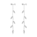 Silver Plated Leaf Dangle Earrings Created with Zircondia® Crystals