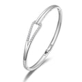 Silver Plated Link Bangle Created with Zircondia® Crystals (7 Inch)