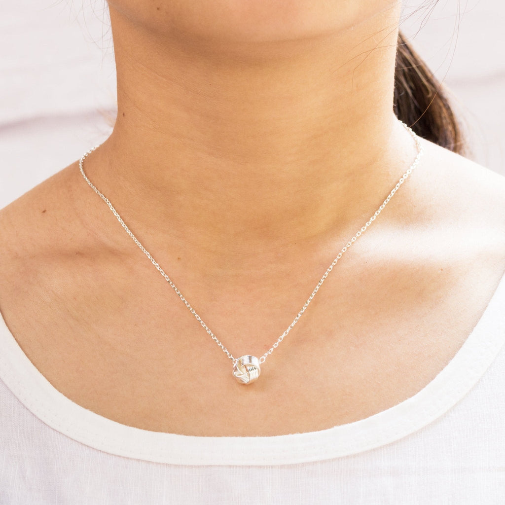 Silver Plated Love Knot Necklace with Quote Card