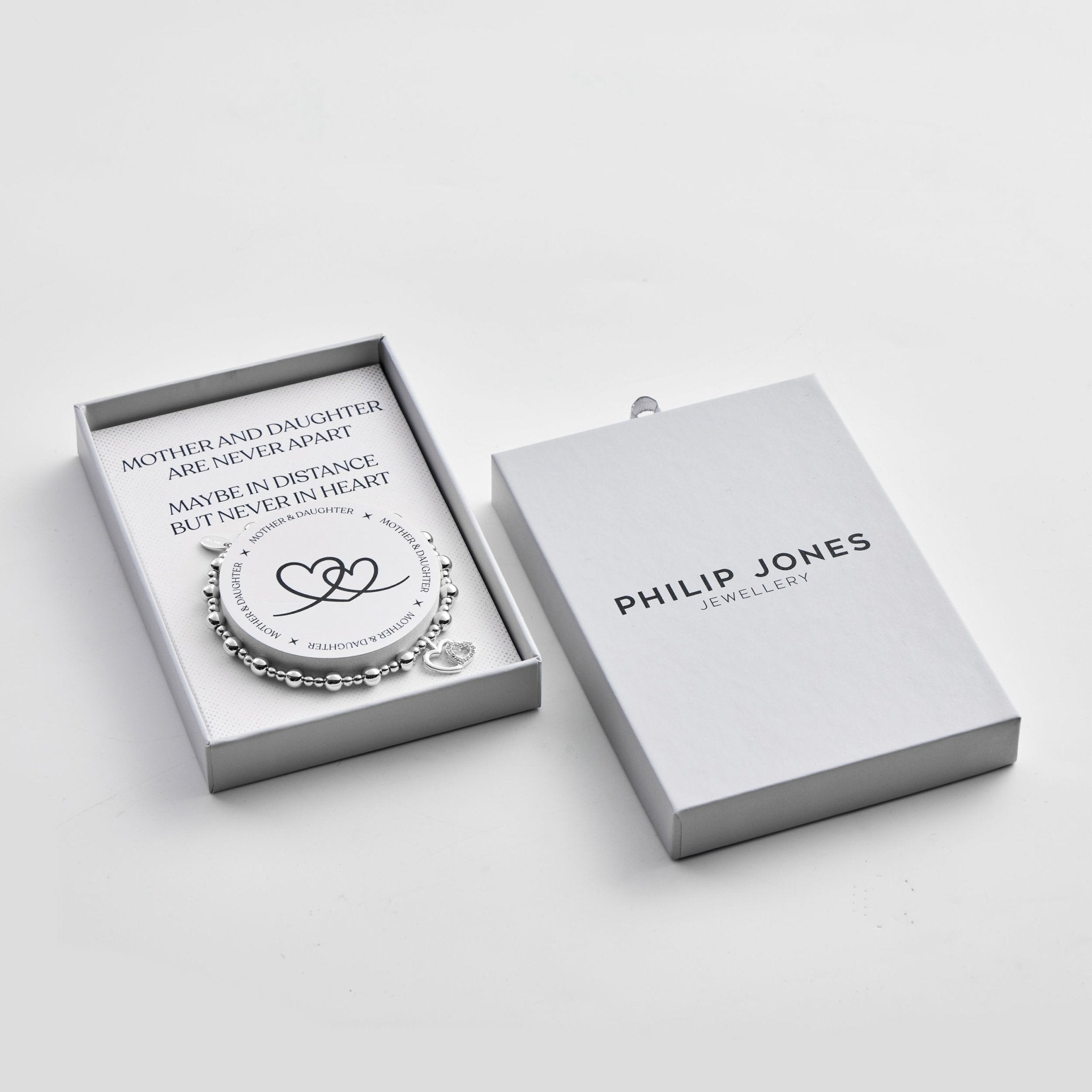 Silver Plated Mother and Daughter Quote Stretch Bracelet with Gift Box