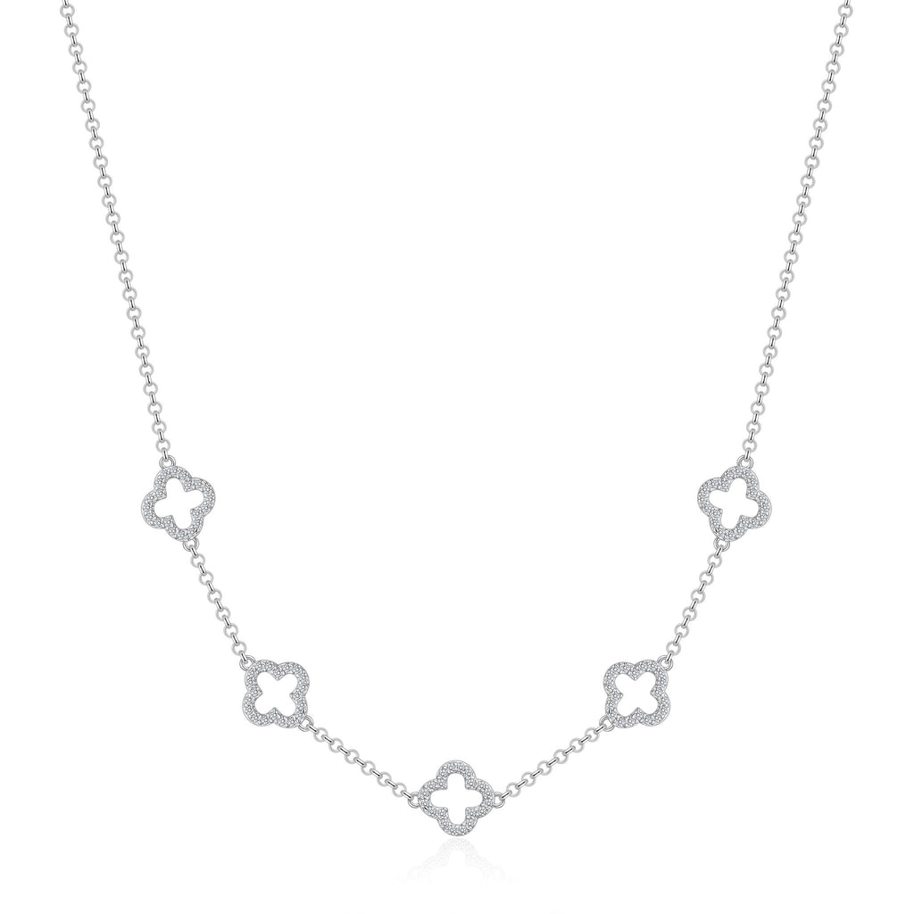 Silver Plated Multi Clover Necklace Created with Zircondia® Crystals
