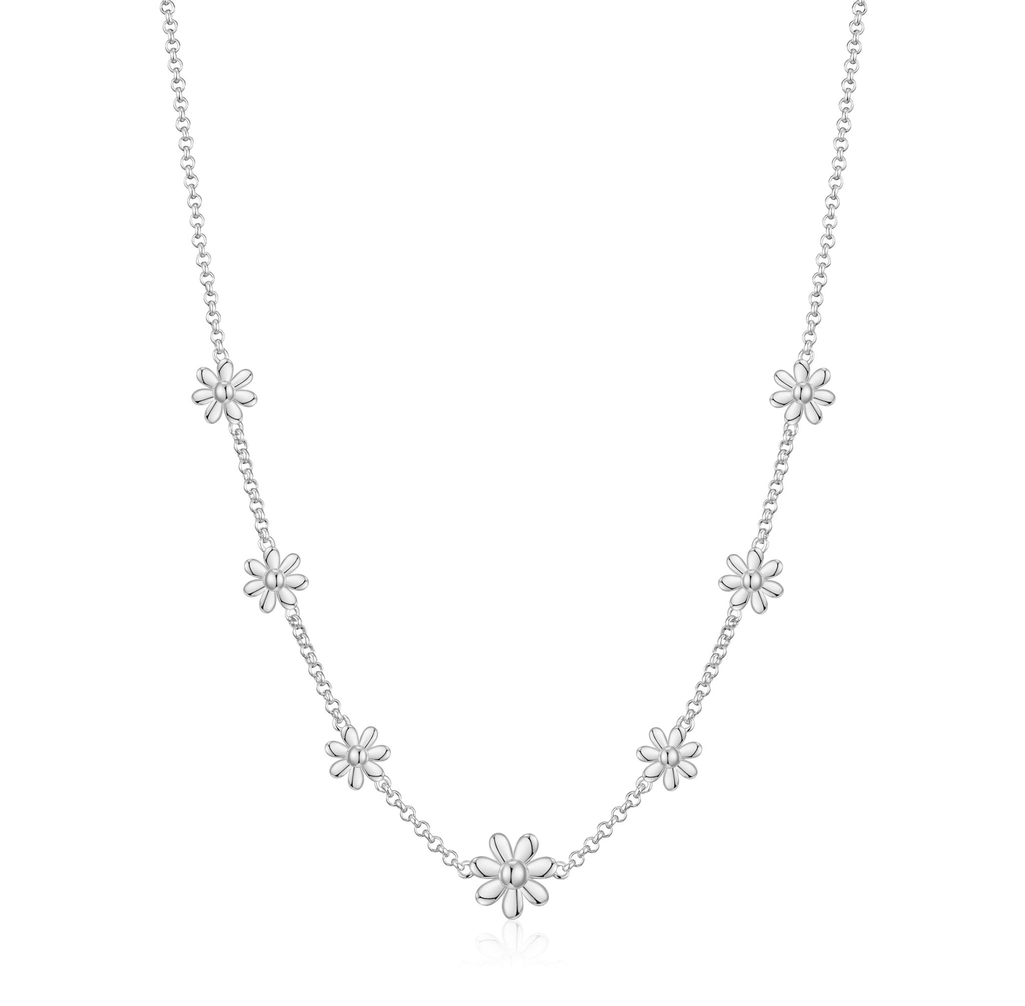 Silver Plated Multi Daisy Necklace