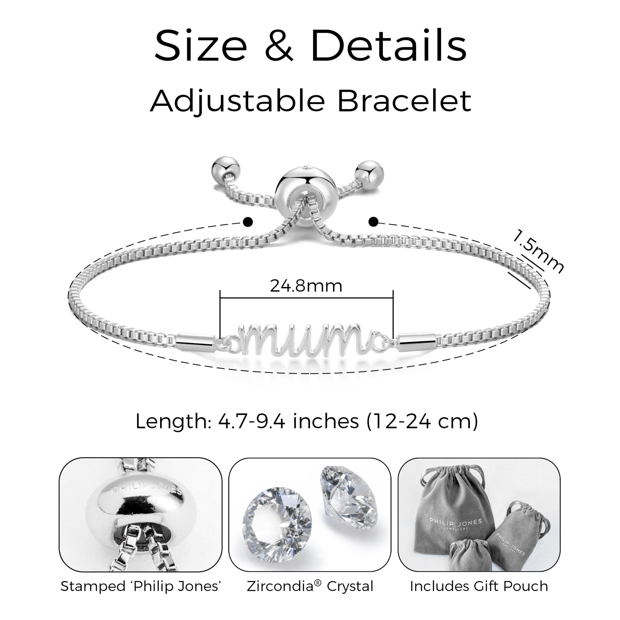 Silver Plated Mum Bracelet Created with Zircondia® Crystals