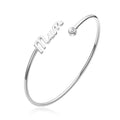 Silver Plated Mum Cuff Bangle Created with Zircondia® Crystals