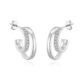 Silver Plated Open Double Hoop Earrings Created With Zircondia® Crystals