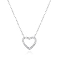 Silver Plated Open Heart Necklace Created with Zircondia® Crystals