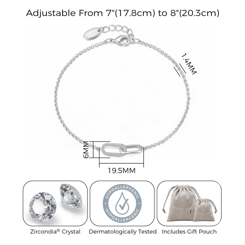 Silver Plated Paperclip Link Bracelet Created with Zircondia® Crystals