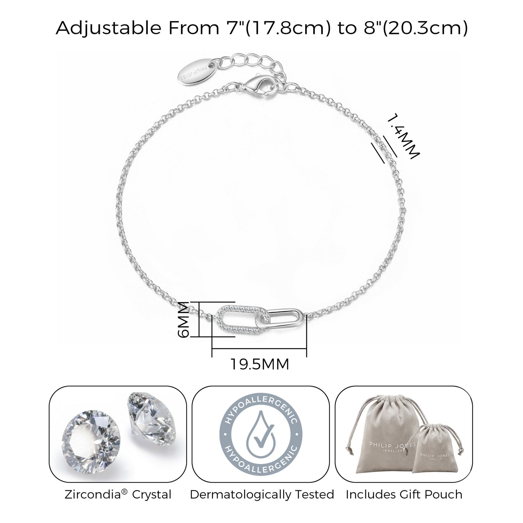 Silver Plated Paperclip Link Bracelet Created with Zircondia® Crystals