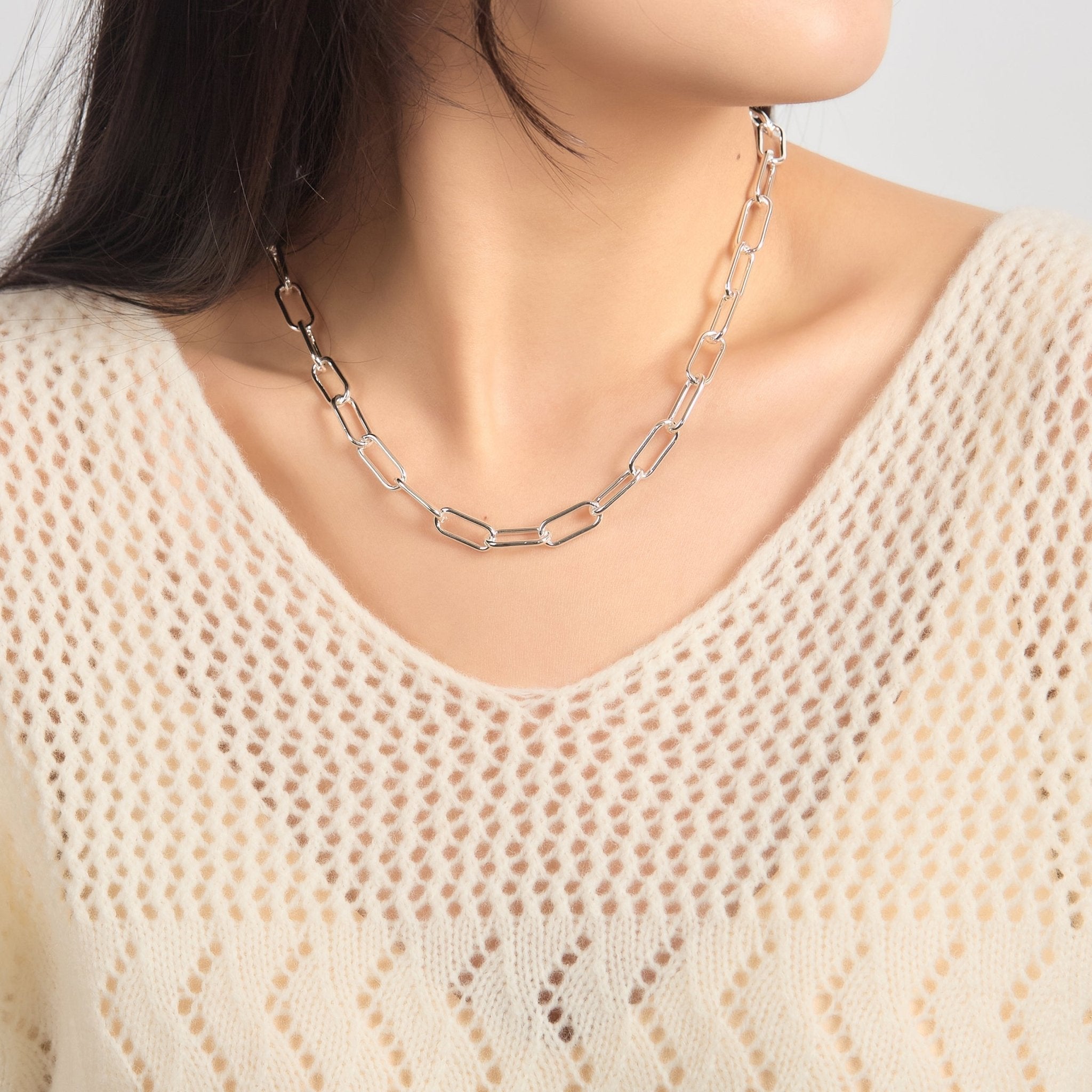 Silver Plated Paperclip Necklace