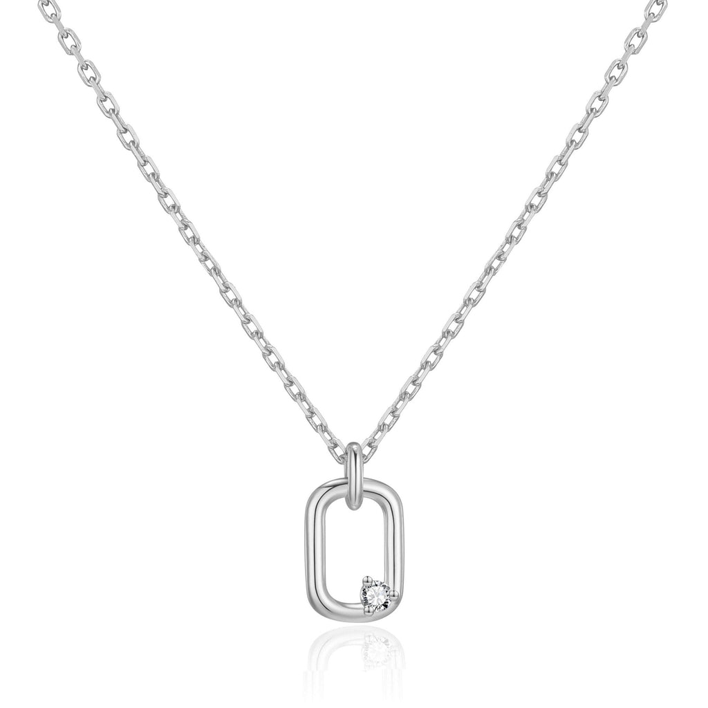 Silver Plated Paperclip Necklace Created with Zircondia® Crystals