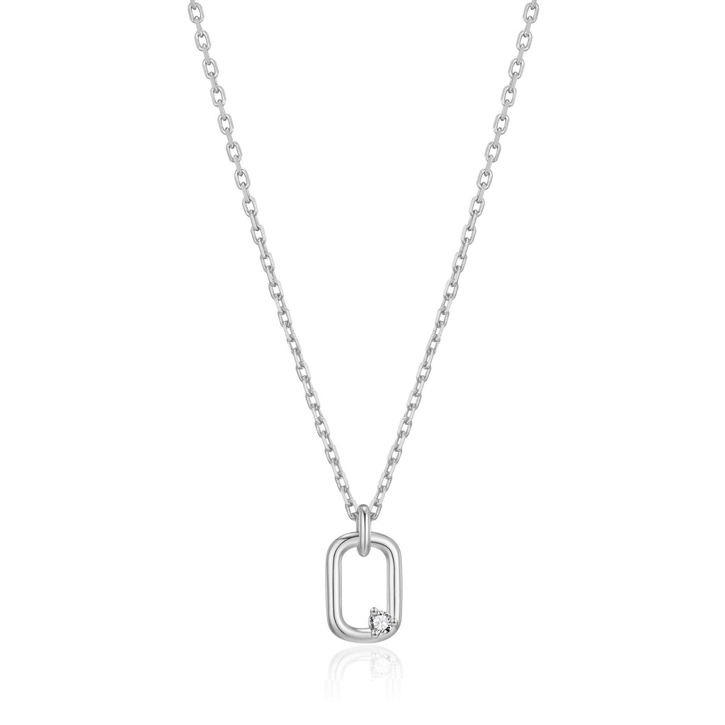 Silver Plated Paperclip Necklace Created with Zircondia® Crystals
