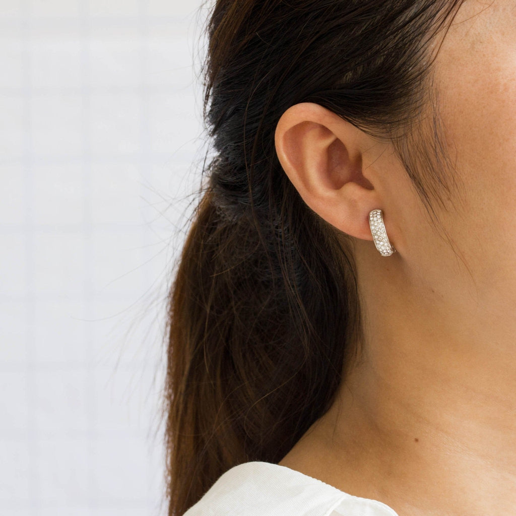 Silver Plated Pave Clip On Earrings Created with Zircondia® Crystals