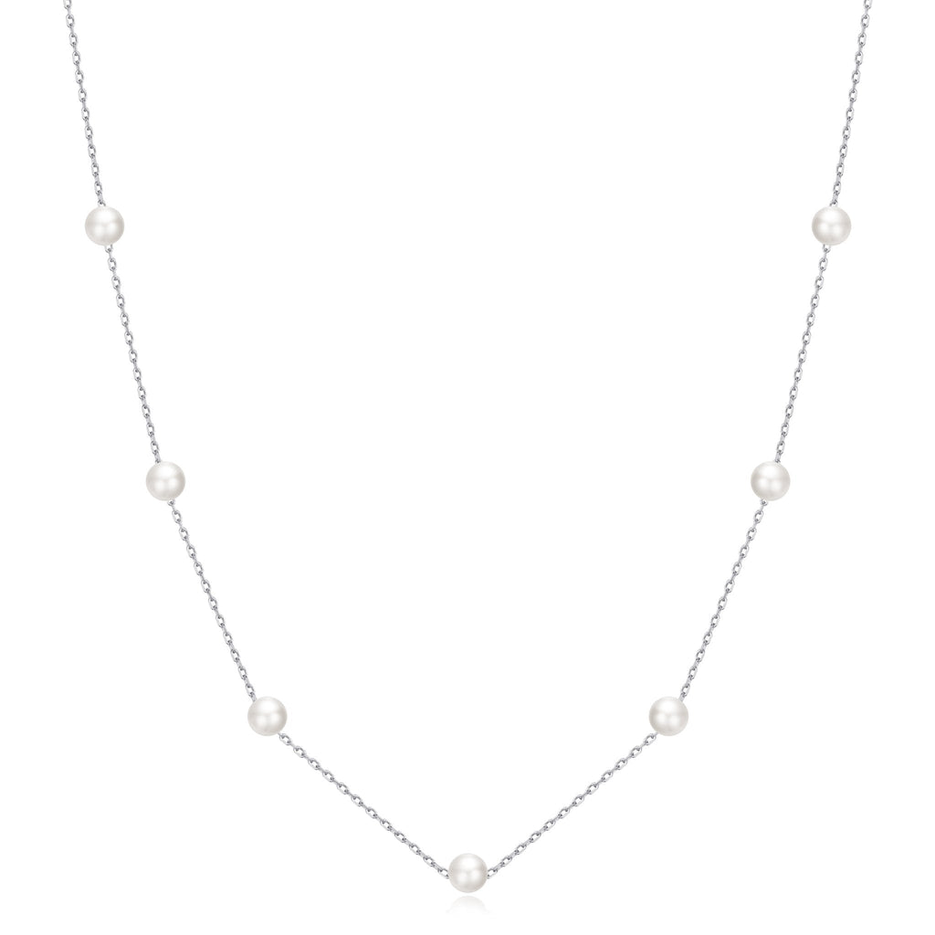 Silver Plated Pearl Chain Necklace