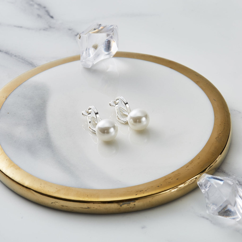 Silver Plated Pearl Clip On Earrings