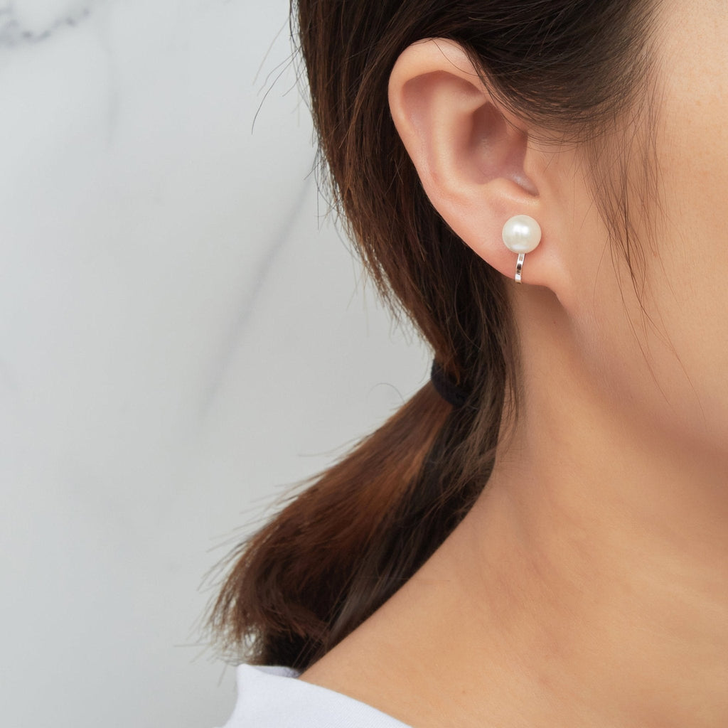Silver Plated Pearl Clip On Earrings
