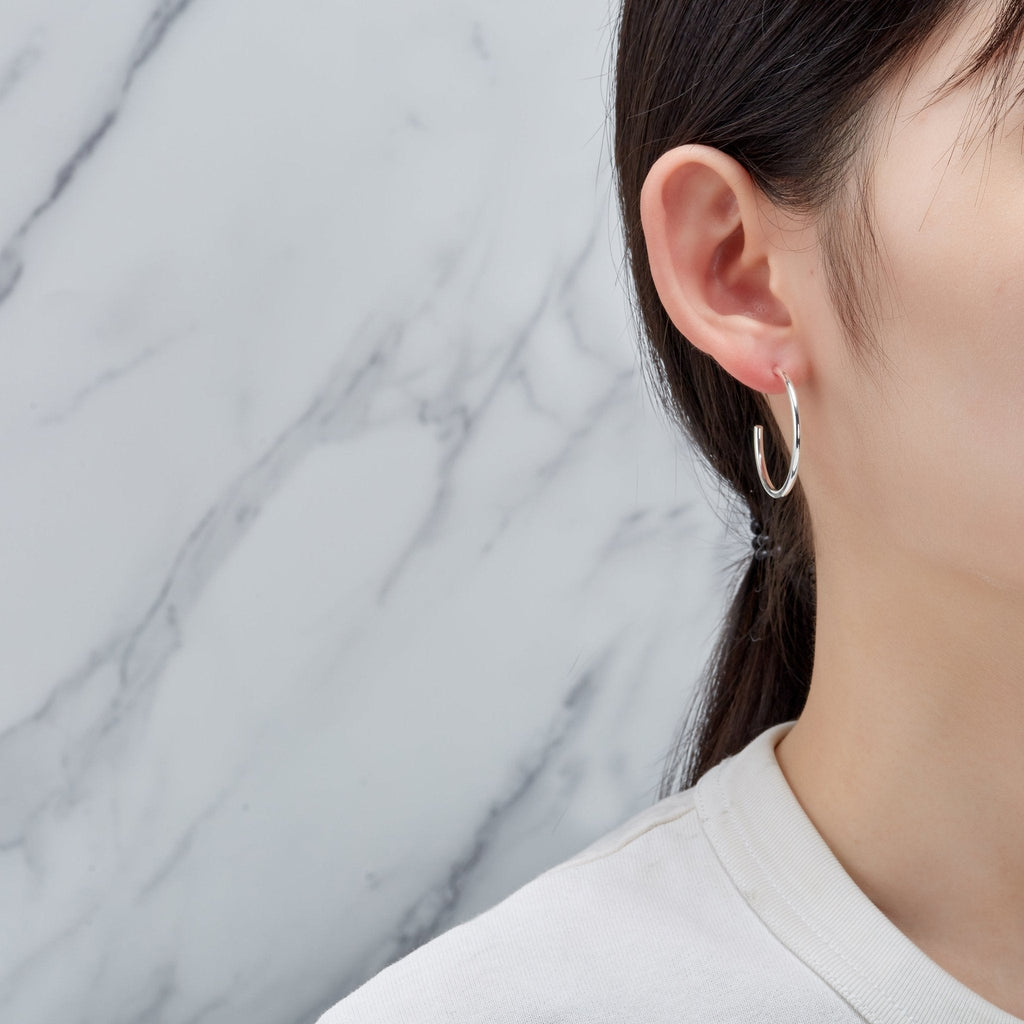 Silver Plated Round Hoop Earrings
