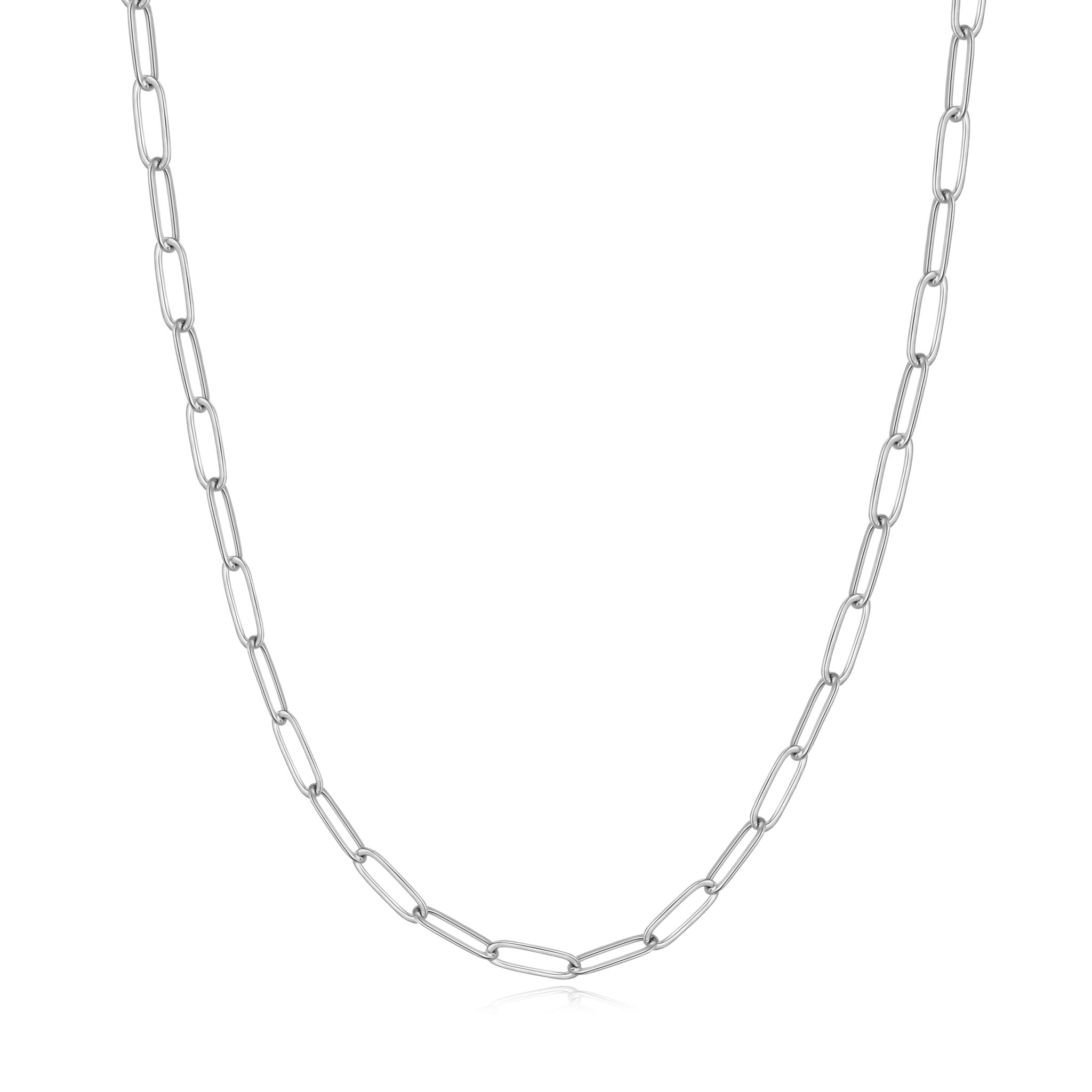Silver Plated Small Link Paperclip Necklace