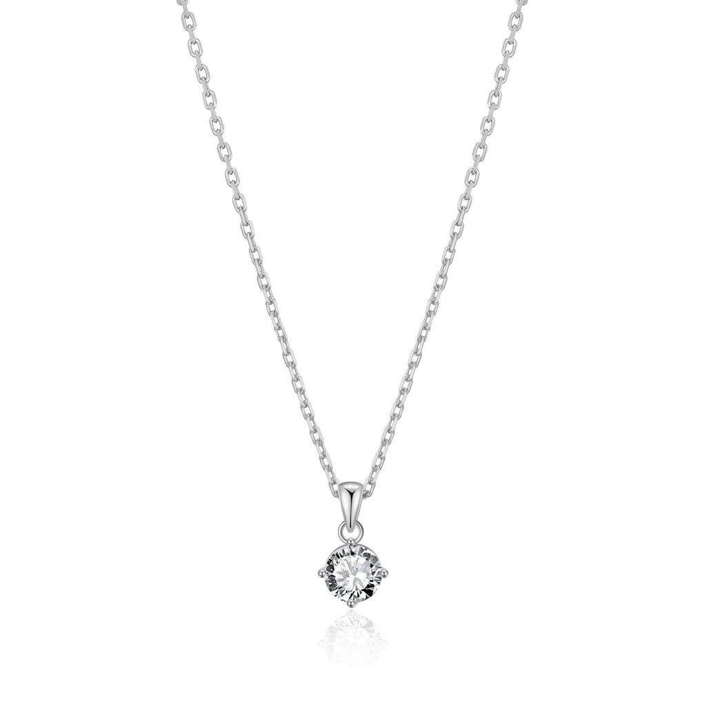 Silver Plated Solitaire Necklace Created with Zircondia® Crystals