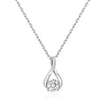 Silver Plated Solitaire Teardrop Necklace Created with Zircondia® Crystals