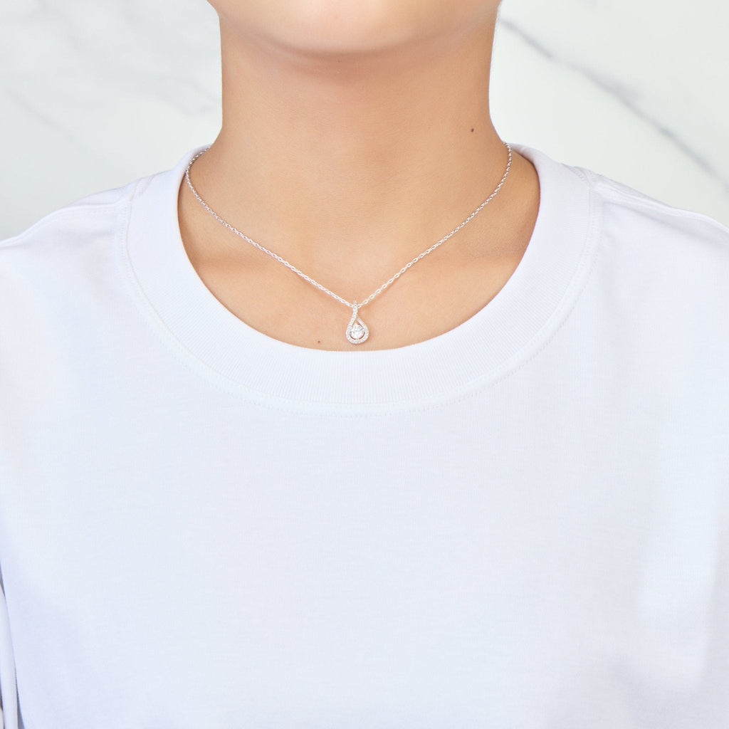Silver Plated Solitaire Twist Necklace Created with Zircondia® Crystals