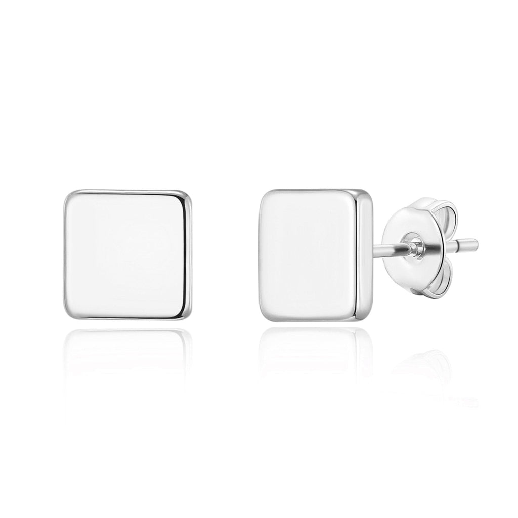 Silver Plated Square Stud Earrings