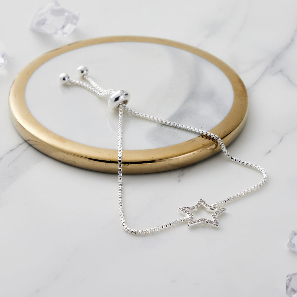 Silver Plated Star Friendship Slider Bracelet Created with Zircondia® Crystals